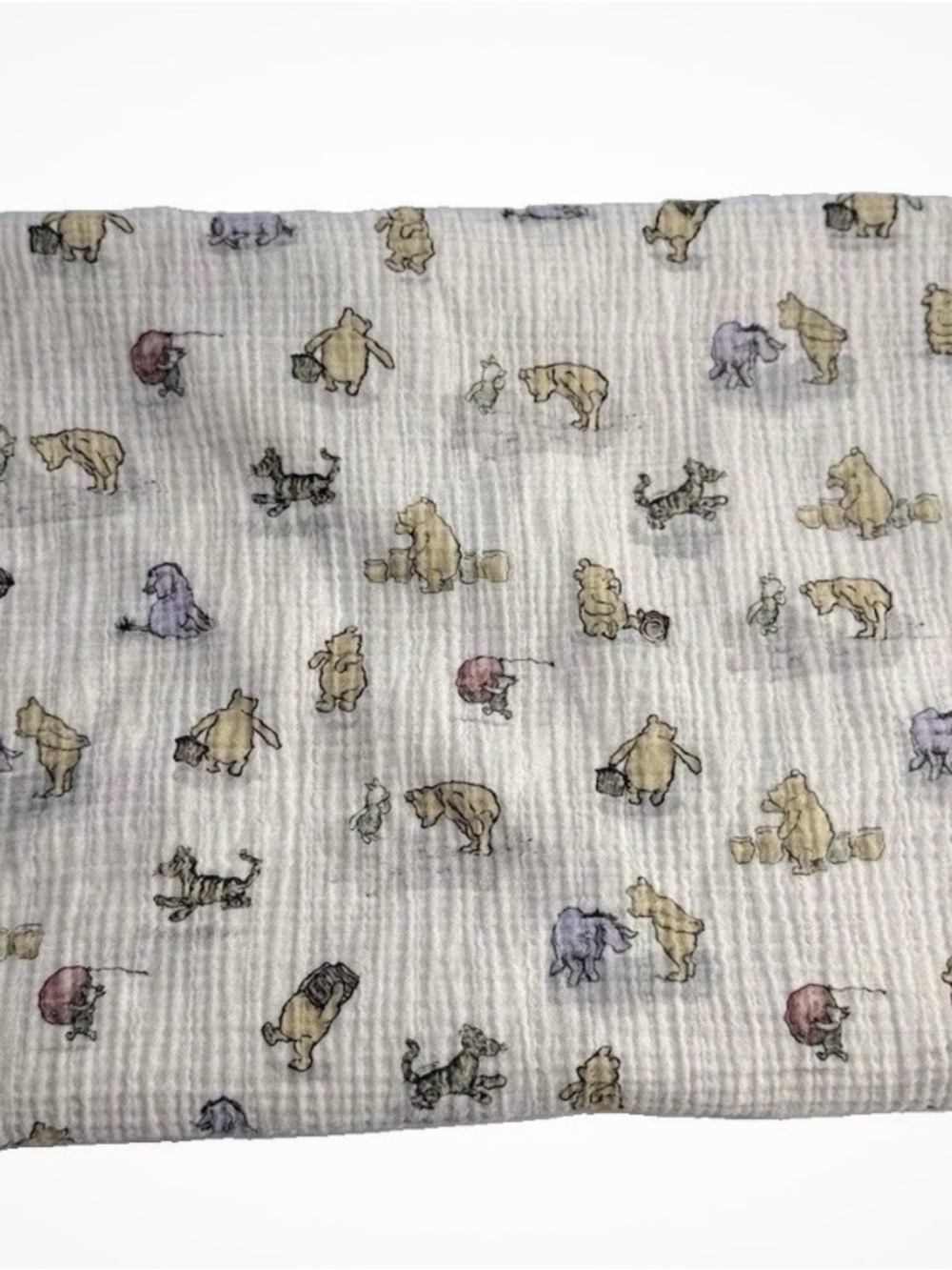Pottery Barn Winnie the Pooh White Kids Muslin Swaddle with Pastel Animal Print